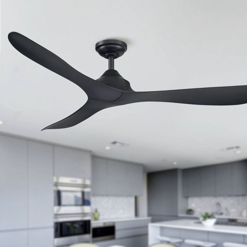 Photo 1 of 56" Matte Black 3-Blade Propeller Ceiling Fan with Remote Matte Black
