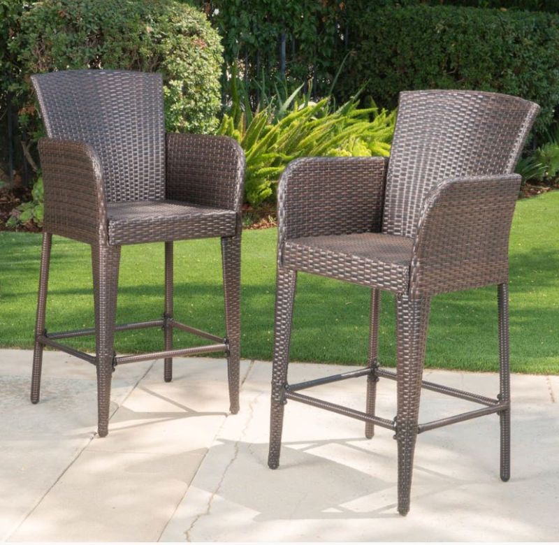 Photo 1 of 28-Inch Contemporary Outdoor Multibrown Wicker Barstool - NH998892
- missing small hardware