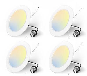 Photo 1 of Amico 5/6 inch 5CCT LED Recessed Lighting 4 Pack, 1050LM Ultra-Thin Flat LED Can Lights, Dimmable, IC Rated, 12W Eqv 110W, 2700K/3000K/4000K/5000K/6000K Selectable, Retrofit Installation- ETL & FCC