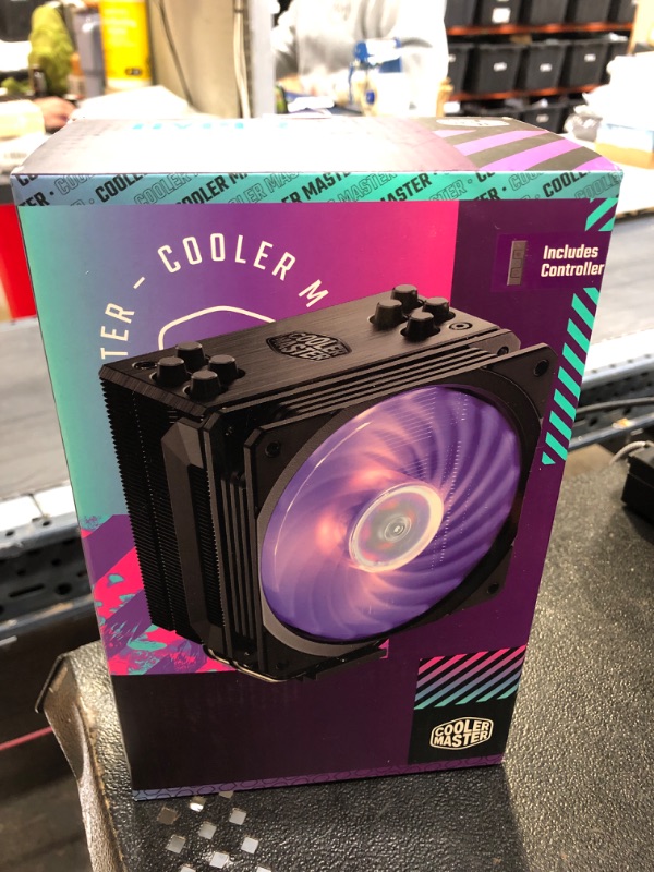 Photo 2 of Cooler Master Hyper 212 Black Edition RGB CPU Air Cooler, SF120R RGB Fan, Anodized Gun-Metal Black, Brushed Nickel Fins, 4 Copper Direct Contact Heat Pipes for AMD Ryzen AM4/Intel LGA1700/1200/1151 Hyper 212 BE RGB (LGA1700) 4 Heat Pipes