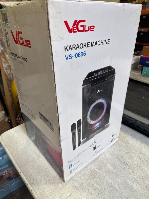 Photo 2 of VeGue Karaoke Machine, Bluetooth Speaker PA System for Adults & Kids with 2 Wireless Microphones, 8'' Subwoofer, Wireless Singing Machine for Christmas Party, Wedding, Gathering(VS-0866)