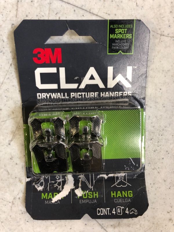 Photo 2 of 3M CLAW Drywall Picture Hanger 25 lb with Temporary Spot Marker 3PH25M-4ES,Silver
