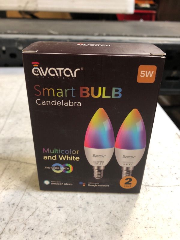 Photo 2 of 2 Pack E12 Type B Smart Bulb, Music Sync Alexa LED Candle Lights 5W 2700K-6500K RGB Warm Cool White Colour Dimmable, Compatible with Alexa Google Home, Smart Life