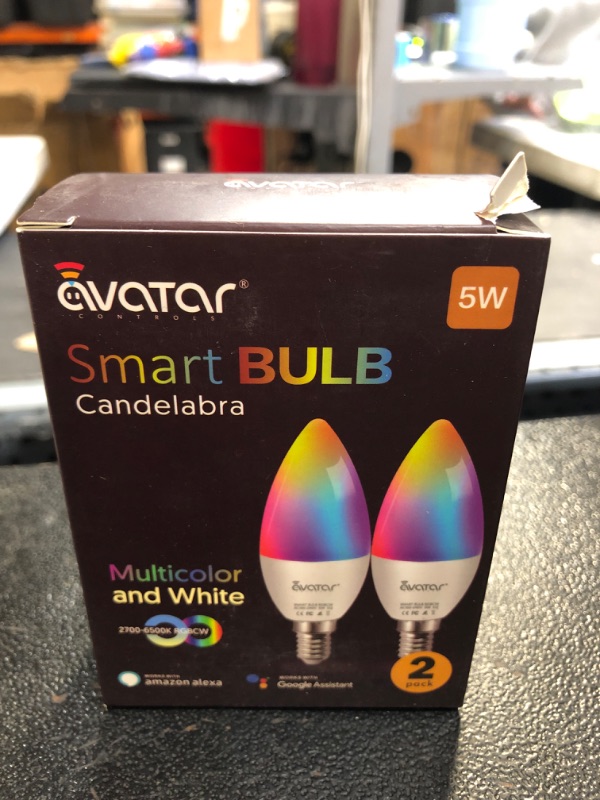 Photo 2 of 2 Pack E12 Type B Smart Bulb, Music Sync Alexa LED Candle Lights 5W 2700K-6500K RGB Warm Cool White Colour Dimmable, Compatible with Alexa Google Home, Smart Life