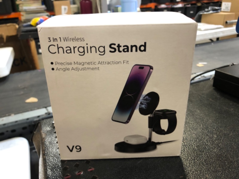 Photo 2 of 3 in 1 Wireless Charging Station, Fast Mag-Safe Charger Stand with QC2.0 3.0 Adapter Compatible with iPhone 14,13,12 Pro Max/Pro/Mini/Plus, Watch Ultra/8/7/SE/6/5/4/3/2/1