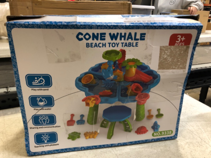 Photo 3 of ConeWhale Sand Water Table for Toddlers, 4 in 1 Sand Table and Water Play Table, Kids Table Activity Sensory Play Table Beach Sand Water Toy for Outdoor Backyard for Toddlers Age 3-5 4 in 1 sand water table