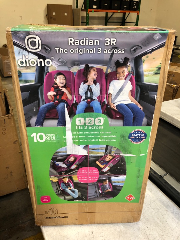 Photo 3 of Diono Radian 3R, 3-in-1 Convertible Car Seat, Rear Facing & Forward Facing, 10 Years 1 Car Seat, Slim Fit 3 Across, Pink Blossom Radian 3R Fits 3 Across Pink Blossom