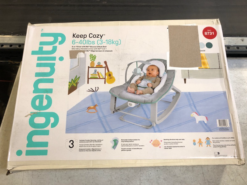 Photo 3 of Ingenuity Keep Cozy 3-in-1 Grow with Me Vibrating Baby Bouncer Seat & Infant to Toddler Rocker - Weaver, Newborn and up