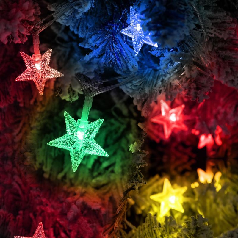 Photo 1 of 100 LED Star String Lights Multi Color Bedroom Xmas Holiday Light Decorations 49 Ft Waterproof Plug for Indoor Outdoor 8 Modes Christmas Lights

