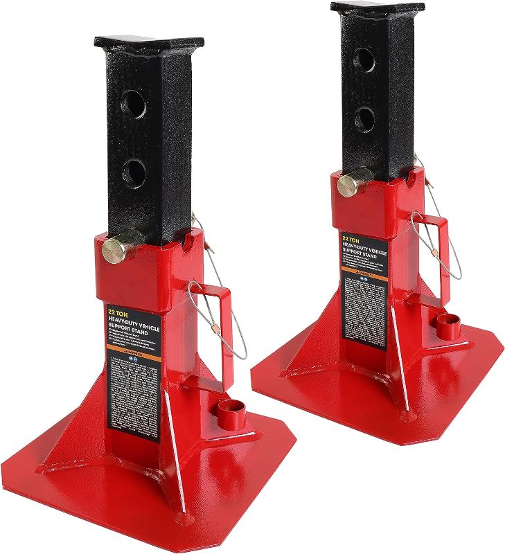 Photo 1 of BIG RED ATZ220005R Torin Heavy Duty Pin Type Professional Car Jack Stand with Lock, 22 Ton (44,000 lb) Capacity, Red, 1 Pair