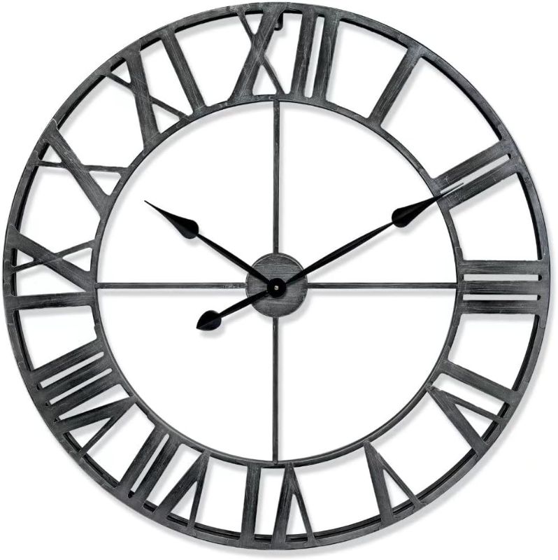 Photo 1 of Utopia Alley Rivet Edge Industrial Wall Clock - Large Wall Clock, Big Clocks for Living Room Decor Or Dining Room Decor, Decorative Wall Clocks, Iron Wall Decor, Metal Wall Clock (32" Roman, Pewter)
