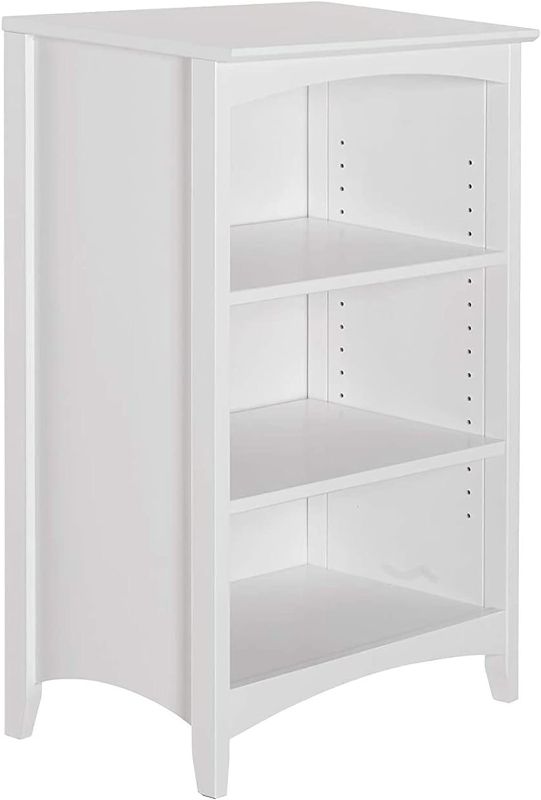 Photo 1 of Shaker Style 3 Shelf Bookcase / Solid Wood / 36" High / Adjustable Shelving / Closed Back / Display Bookshelf for Living Room, Bedroom, Home and Office, White
