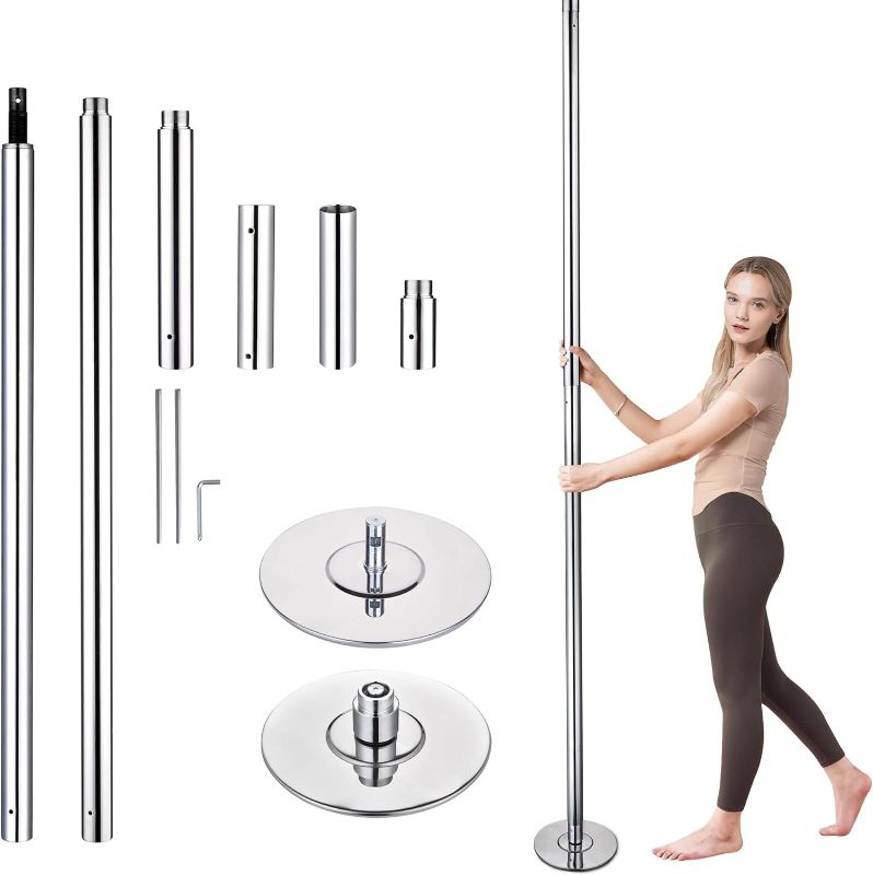 Photo 1 of AW Portable 9.25FT Dance Pole Kit 45mm Removable Dancing Pole Professional Static Spinning Pole Dancing Pole for Home Party Pub Exercise, Max Load 1102 Lbs, Silver/Black/Colorful/Gold
