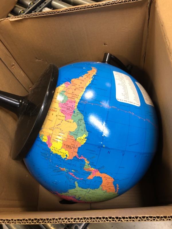 Photo 2 of World Globe with Stand Kids 13 Inch Globes of The World Desk Classroom Earth Globe Easy Rotate Educational Globes World Map with Clear Text Markings for Students Geography Teacher (Retro Style)