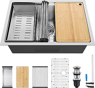 Photo 1 of 27x18Inch Undermount Kitchen Sink, Herogo Stainless Steel Single Bowl Kitchen Workstaion Sink Basin,16 Gauge Handmade 10'' Deep Kitchen Sink with Accessories
