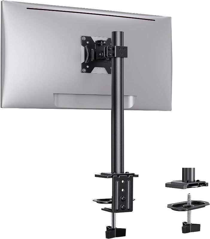 Photo 1 of Ergear Monitor Mount for Most 13-32" Computer Screens up to 17.6lbs, Improved LCD LED Monitor Riser, Adjustable Height and Angle, Single Desk Mount Stand, Black, EGCM12
