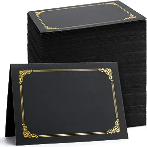 Photo 1 of 120 Packs Certificate Holders, Diploma Holders, Certificate Cover Holders for 8.5x11 Letter Size Paper Card Stock Award Certificates Covers, Document Covers with Gold Foil Border (Black)
