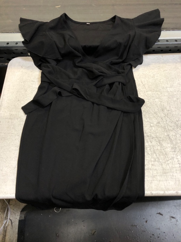 Photo 1 of Black Deep V Neck Evening Dress Large 