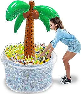 Photo 1 of 200+ Cans Super Large Capacity 72" Giant Inflatable Palm Tree Ice Cooler, Beach Party Supplies Ice Buffet Food Drink Holder Containers Indoor Outdoor Picnic Luau Hawaiian Pool Party Supplies
