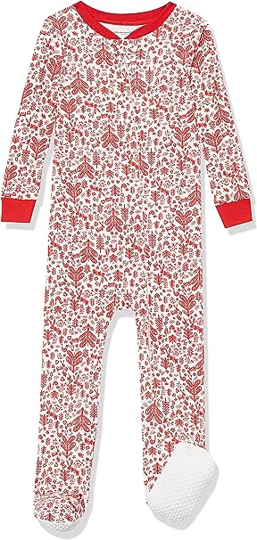 Photo 1 of Amazon Essentials Unisex Toddlers and Babies' Snug-Fit Cotton Footed Sleeper Pajamas 12M