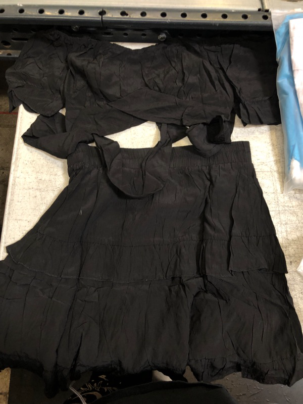 Photo 1 of Black 2PCS Skirt and Crop Top Set Medium 