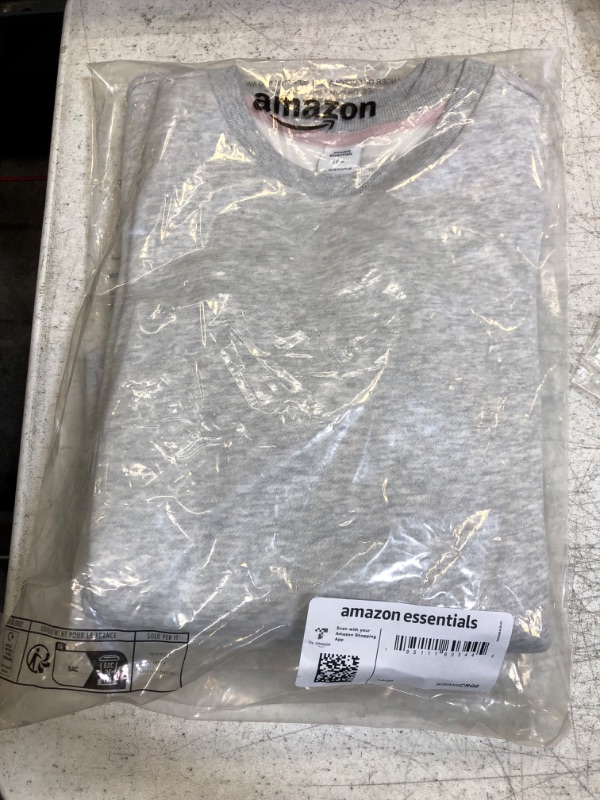 Photo 2 of Amazon Essentials Girls and Toddlers' Fleece Crew-Neck Sweatshirts, Pack of 2 Large Light Grey Heather