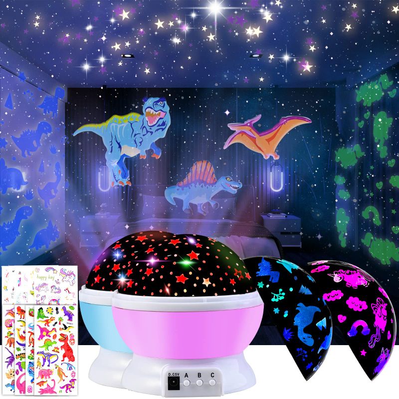 Photo 1 of GOLDGE 2 pcs Night Lights for Kids Room 4.1X3.8 inch, Dinosaur Unicorn Toys- Pink & Blue Pink and Blue
