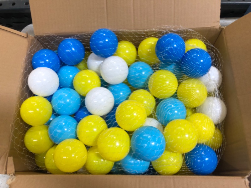 Photo 2 of Blue Ball Pit Balls 100 Count Plastic Play Balls for Ball Pit & Playpen,Non-Toxic BPA Free Pool Pit Balls for Toddlers Kids Birthday Party Decoration Tent Tunnels Pit Balls (2.2") 100 PACK Blue&yellow