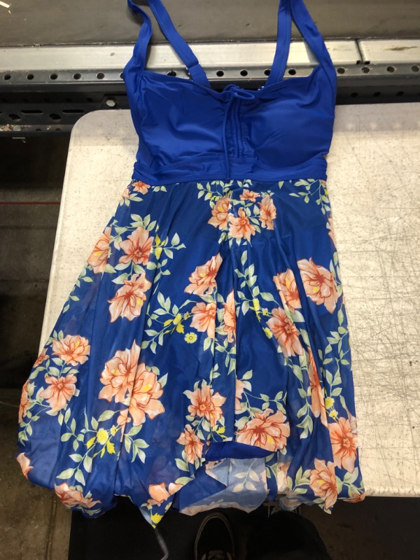 Photo 1 of 1PC Swimsuit Dress Blue Floral 16