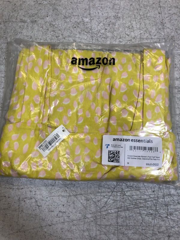 Photo 2 of Amazon Essentials Women's Fluid Twill Tiered Midi Summer Dress Medium Yellow/Pink, Petal Print