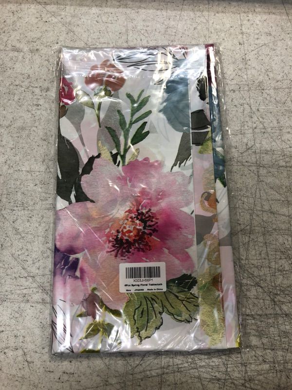 Photo 1 of 4Pcs Spring Floral Tablecloth,Watercolor Pink Purple Blue Flower Plastic Table Cover for Easter Decor, Summer Spring Picnic, Dining, Holiday, Weeding,Tea Party Supplies and Decorations,54 x 108 Inch Spring Floral Tablecloth 4 Pcs