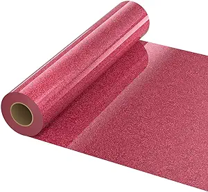 Photo 1 of CYRHTV Cherry Red Glitter HTV Heat Transfer Vinyl Rolls 12"×12ft Iron on Vinyl for DIY Tshirt Gift Design Silhouette Cameo, Heat Press
