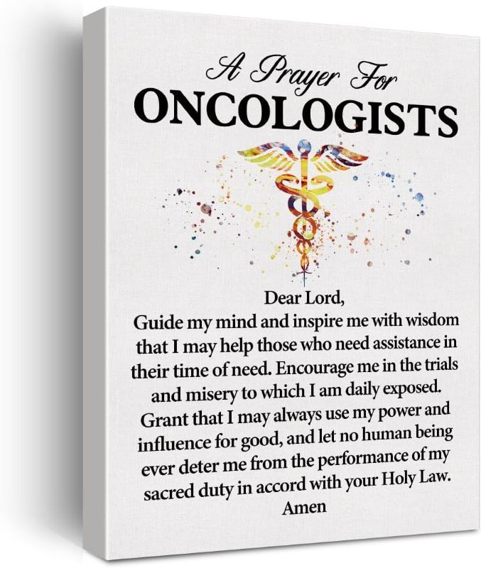 Photo 1 of a Oncologist's Prayer Quote Poster Canvas Wall Art for Office Home Decor - Oncologists Medical Professionals Canvas Print Wall Art Painting Ready to Hang Gifts - Easel & Hanging Hook 12x15 Inch
