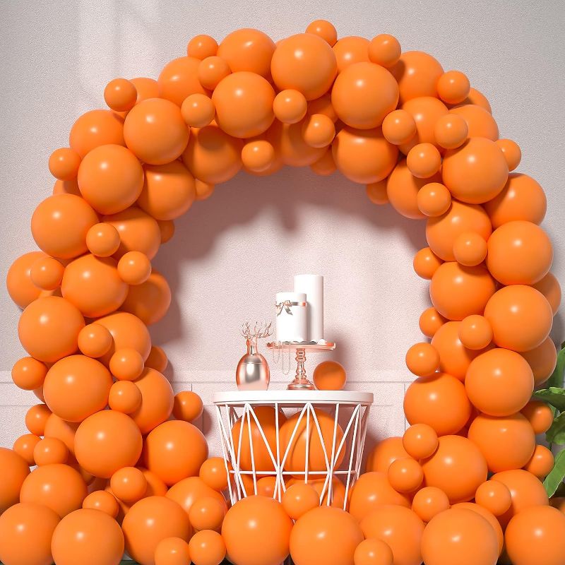 Photo 1 of Honinda Orange Balloons Arch Kits 12inch + 5inch 70 Pack Burnt Orange Balloons Latex Party Balloons Halloween Birthday Party Decorations Baby Shower Gender Reveal Orange Balloon Garland Orange,white. Set of 2