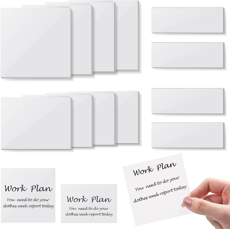 Photo 1 of 12 Packs 600 Pcs Tracing Sticky Notes Translucent Sticky Notes See Through Clear Sticky Notes Transparent Sticky Notes Waterproof Self Adhesive Pad for Book Studing(Clear, 3 x 3/3 x 2/3 x 1 Inch)
