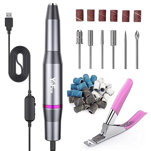 Photo 1 of YaFex Electric Nail Drill Machine, Electric Nail File Kit Professional Manicure Pedicure Tool with Acrylic Nail Clipper, Portable E Filer for Acrylic Gel Nails, Shaping, Polishing, Filing