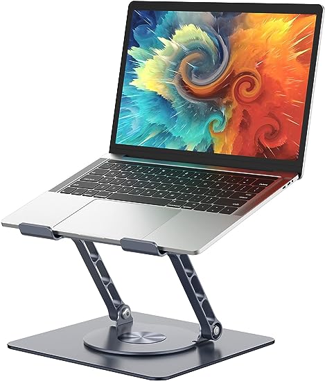 Photo 1 of Adjustable Laptop Stand for Desk, Portable Lightweight Tablet Stand with Carry Bag, Ergonomic Foldable Aluminum Universal Computer Stand Compatible with Dell, HP and 10''-15.6'' Devices (Silver)