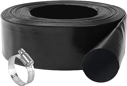 Photo 1 of 2 IN x 100 FT Pool Backwash Hose, Industrial Grade Heavy Duty PVC Hose, Wall Thickness 1.35mm, Pool Filter Pump Hose and Pool Drain Hose, Black, Weather and Blast Resistant, with Hose Clamp