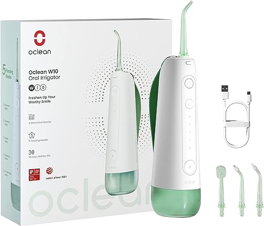 Photo 1 of Cordless Water Flosser for Teeth Oclean W10, Portable Oral Irrigator with 5 Flossing Modes & 4 Replaceable Jet Tips, Rechargeable Waterproof IPX7, Quadpacer, Smart Timer, for Travel, Home, Brace Care