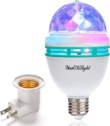 Photo 1 of YouOKLight E26 Disco Light Bulb, Rotating RGB Disco Ball Light, LED Strobe Bulb Disco Lights, Rotating Magic Ball Light, for Disco Birthday Party Club Bar Karokee Halloween Christmas