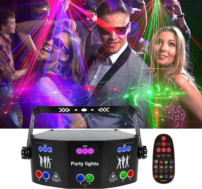 Photo 1 of 15 Lens Party Lights DJ Disco Light RGBW UV Strobe Lighting Effect LED Projector Sound Activated Ravelight Remote Control for Home Parties Karaoke Birthday Wedding Bar