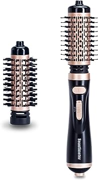 Photo 1 of Beautimeter Hair Dryer Brush, 3-in-1 Round Hot Air Spin Brush Kit for Styling and Frizz Control, Negative Ionic Blow Hair Dryer Brush Volumizer, 2 Detachable Auto-Rotating Curling Brush, Black & Gold