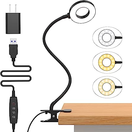 Photo 1 of iZELL Desk Lamp, [3 Color Modes & 10 Brightness] LED Reading Light with Clamp, Flexible Gooseneck Book Light for Kids Reading Book in Bed at Night Clip on Table, Headboard, Dorm, Zoom Meetings