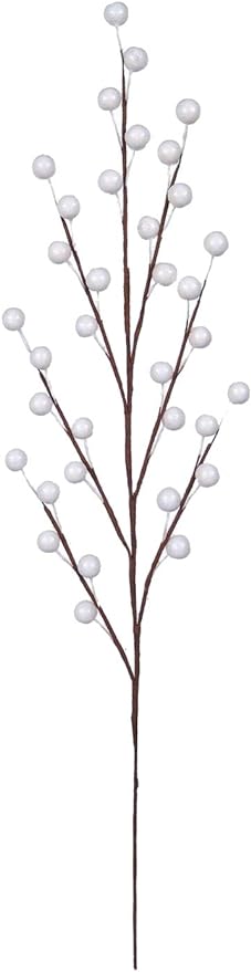 Photo 1 of 12 Artificial White Berry Stem Picks - Decorative Faux Plant Branches for Home, Wedding, and Holiday Décor - Lifelike & Durable Design - Set of 12 Stems Included