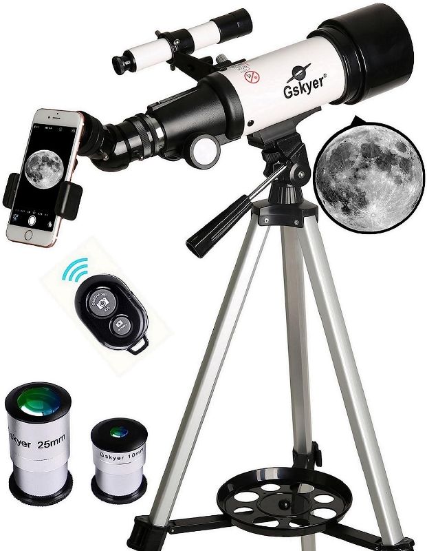 Photo 1 of Gskyer Telescope, 70mm Aperture 400mm AZ Mount Astronomical Refracting Telescope for Kids Beginners - Travel Telescope with Carry Bag, Phone Adapter and Wireless Remote