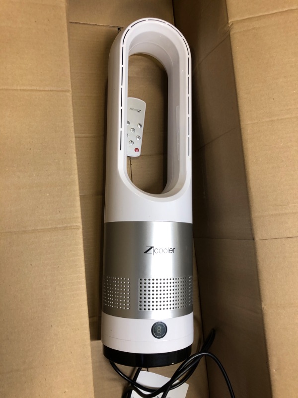 Photo 1 of ZICOOLER Tower Fan for Bedroom, 22 Inch Bladeless Fan, 80° Oscillating with Remote, 8 Speeds, 8H Timer, Quiet Desk Cooling Standing Floor Fans Indoor Home Office Room, White