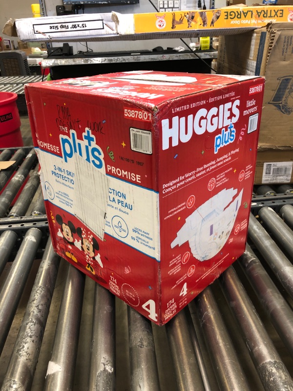 Photo 2 of Huggies Little Movers Plus Diapers, Size 4 (174-Count) Size 4 (174 Count)