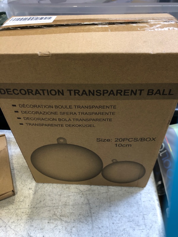 Photo 1 of 20pcs 3.94'/100mm Christmas Balls Clear Plastic Fillable Baubles Ball for Christmas Tree Ornaments Hanging Pendants Wedding Party Christmas Decorations Navidad. 3.94''/100mm