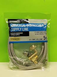 Photo 1 of NEW Everbilt 5' Universal Dishwasher Supply Line Kit Braided Stainless Steel GE
