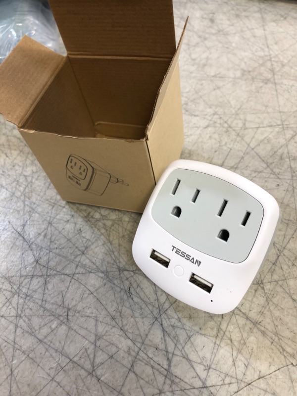 Photo 2 of European Travel Plug Adapter, TESSAN US to Europe Plug Adaptor with 2 USB Charger 2 American Outlets, International Power Adapter for EU Italy Spain France Germany Iceland Greece Israel (Type C) Type C - Most of Europe